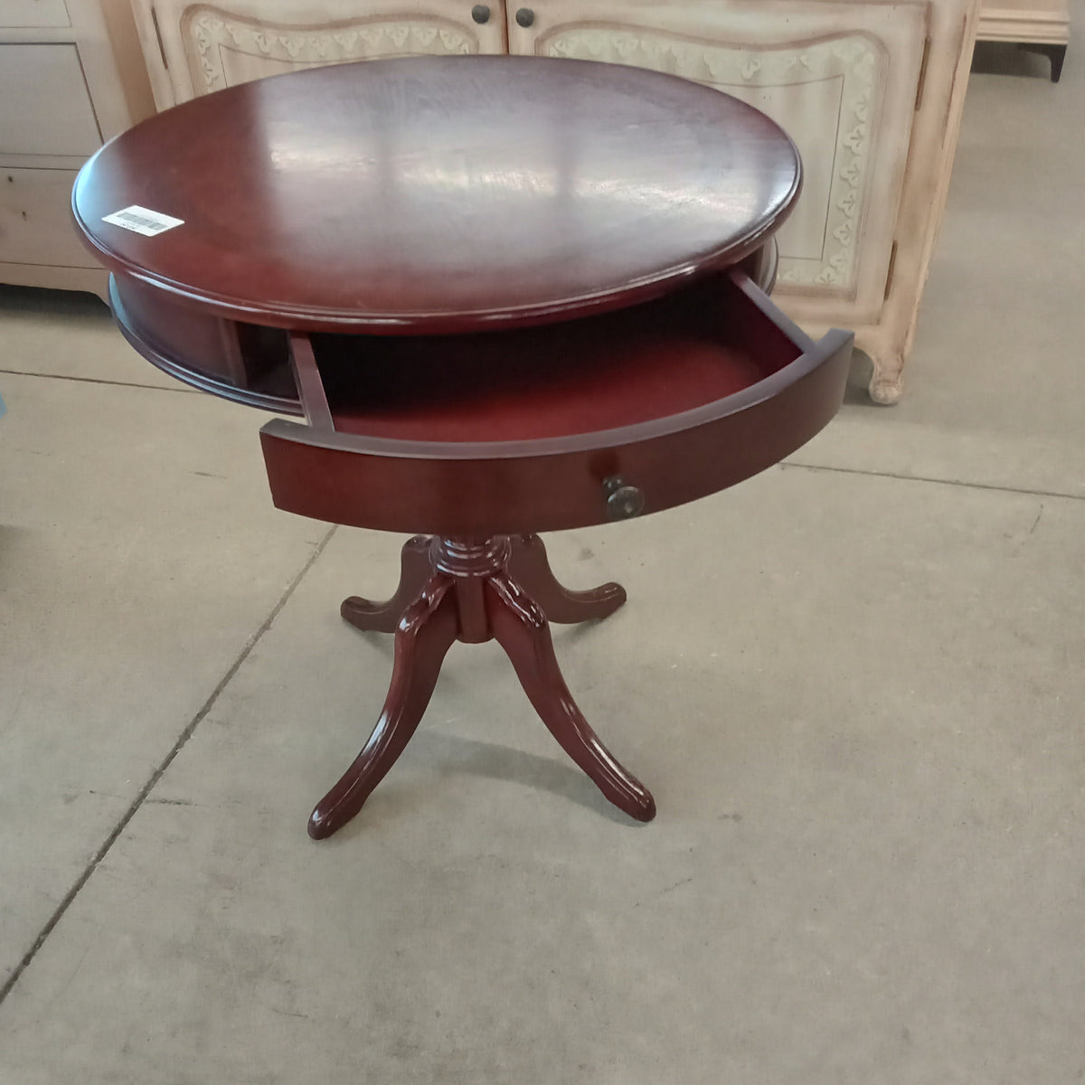 23.5"Diameter Round Side Table with Single Drawer