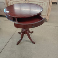 23.5"Diameter Round Side Table with Single Drawer
