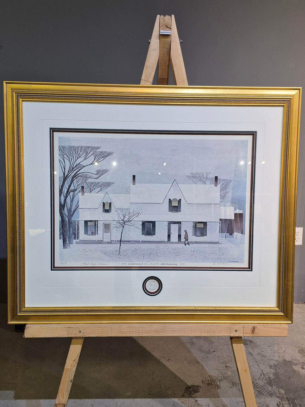 Fresh Snow, Watertown 1957 by A. J. Casson Canadian Art Print Frame 100th Anniversary Seal