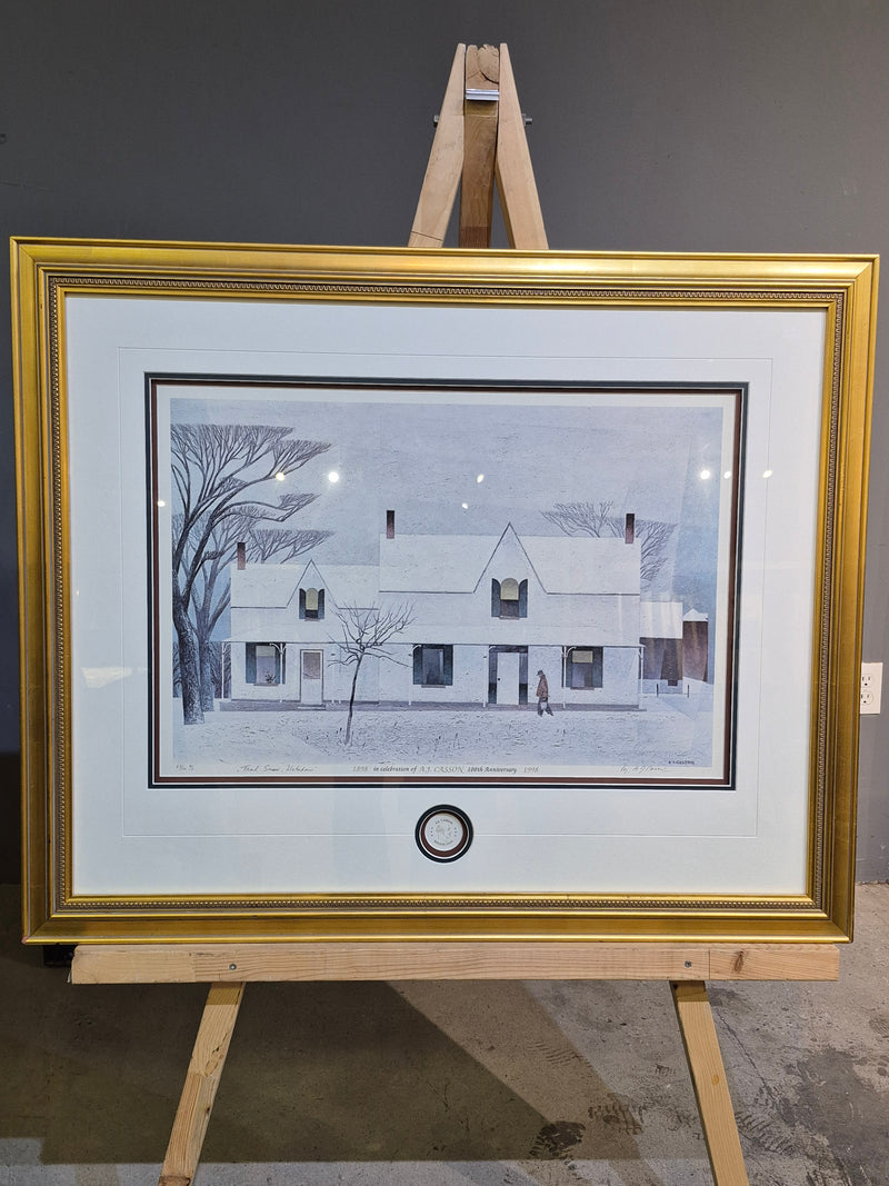 Fresh Snow, Watertown 1957 by A. J. Casson Canadian Art Print Frame 100th Anniversary Seal