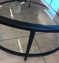 Round Glass & Black Metal 2-Tier Coffee Table