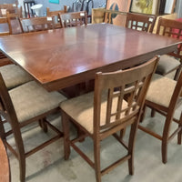 60"W Shaker Style High Dining Table and Eight Chairs