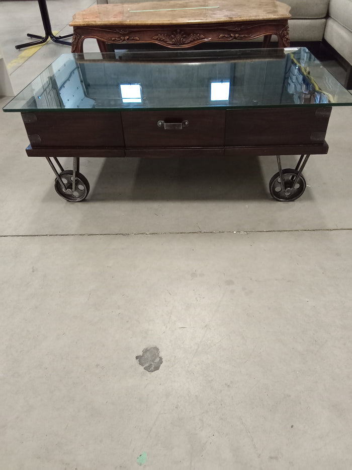 44" Glass Topped Coffee Table