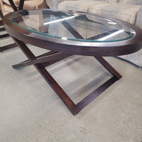 48"W Oval Coffee Table with Glass Top