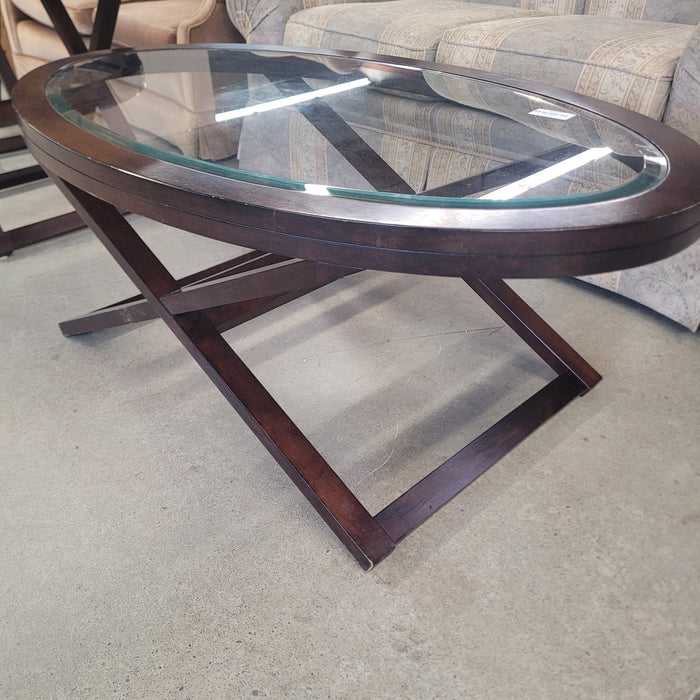 48"W Oval Coffee Table with Glass Top