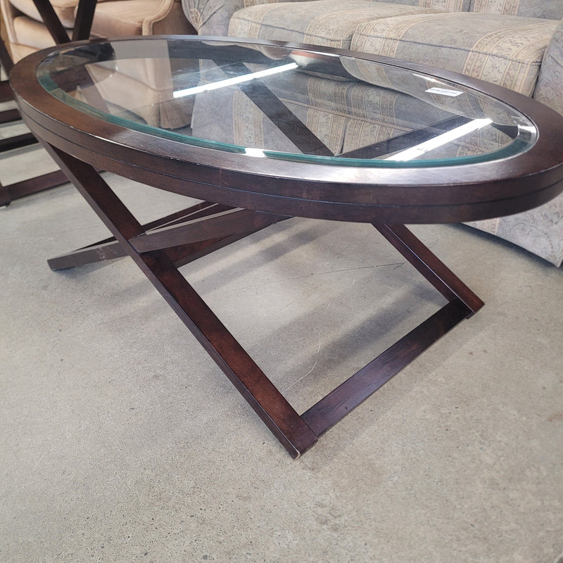 48"W Oval Coffee Table with Glass Top