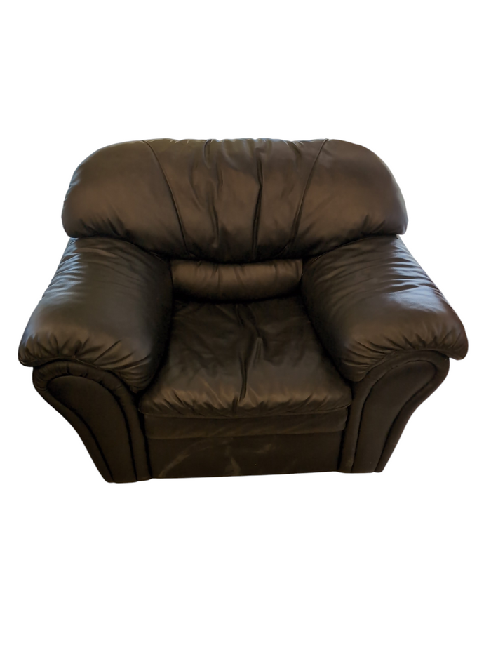 Black Upholstered Faux Leather Armchair Sofa