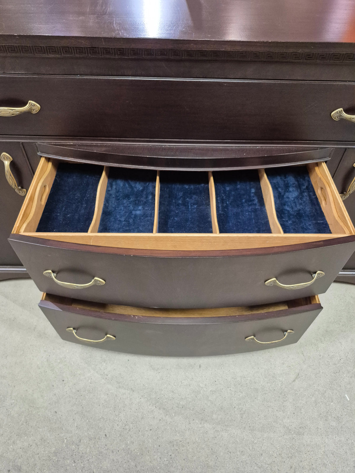 Dark Brown Buffet with Bow-Front Drawers