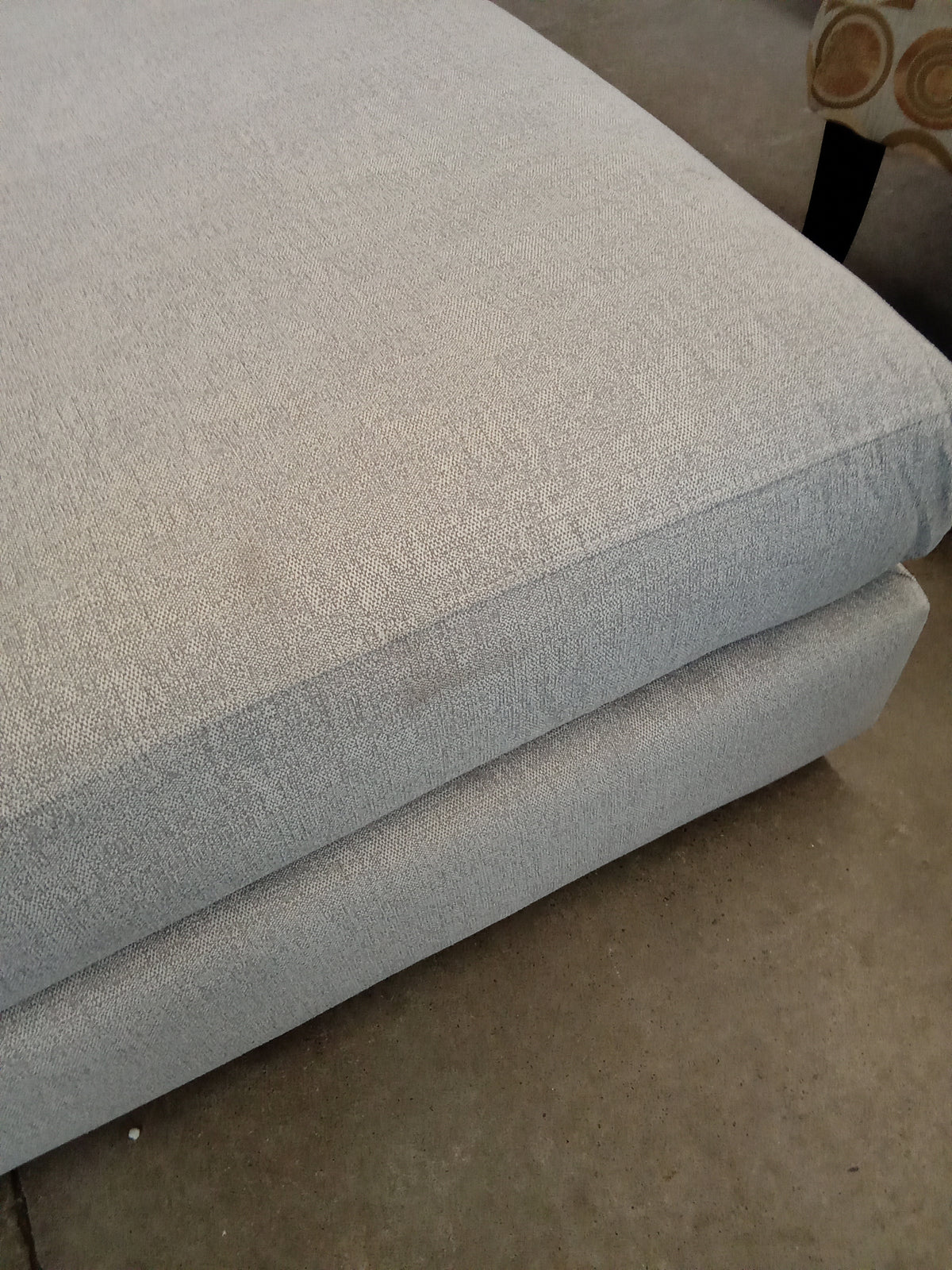44"W Grey Woven Fabric Ottoman