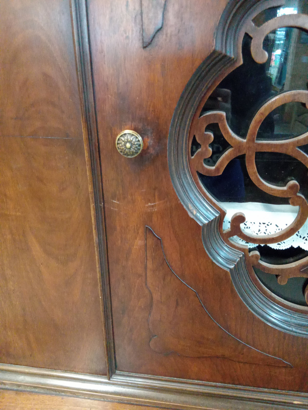 47"W Two-Piece Antique Cabinet