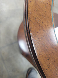 Oval Glass Top Wooden End Table