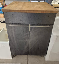 24" Metal Shop Cabinet with Butcher Block Top