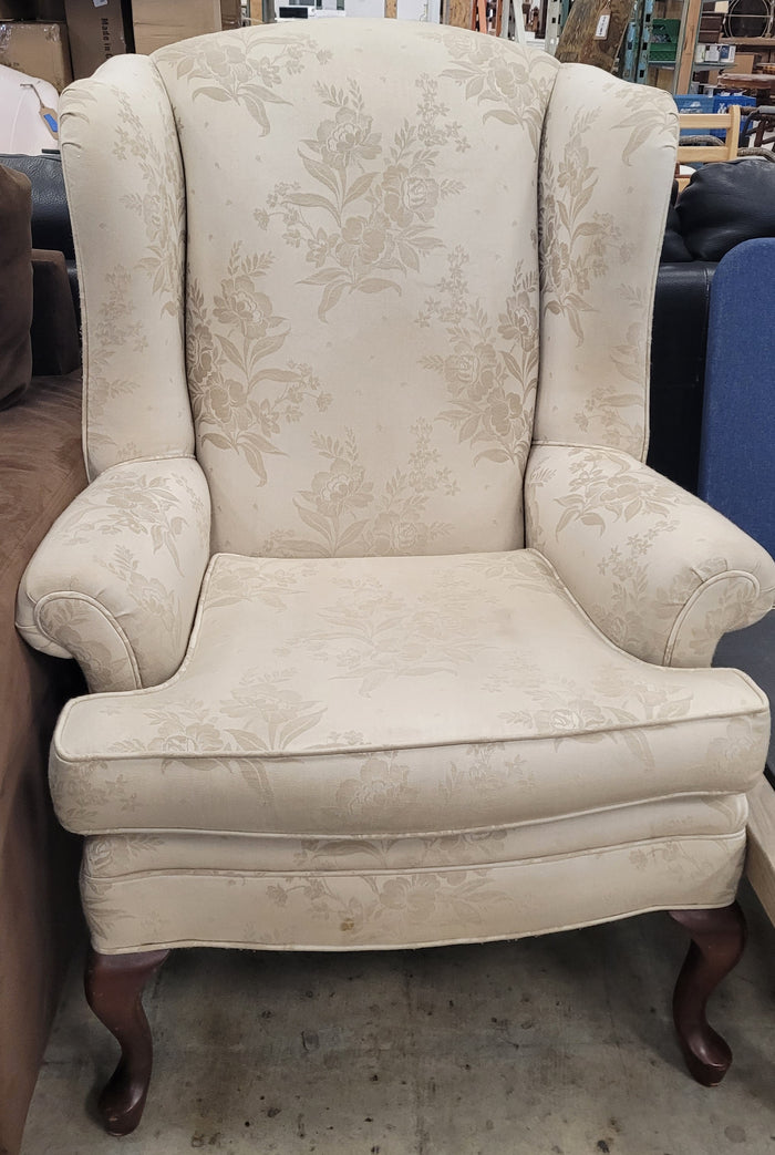 Classic Light Cream Wingback Chair