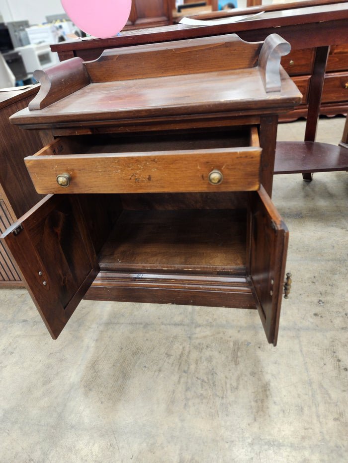Vintage Style Dark Wood Nightstand