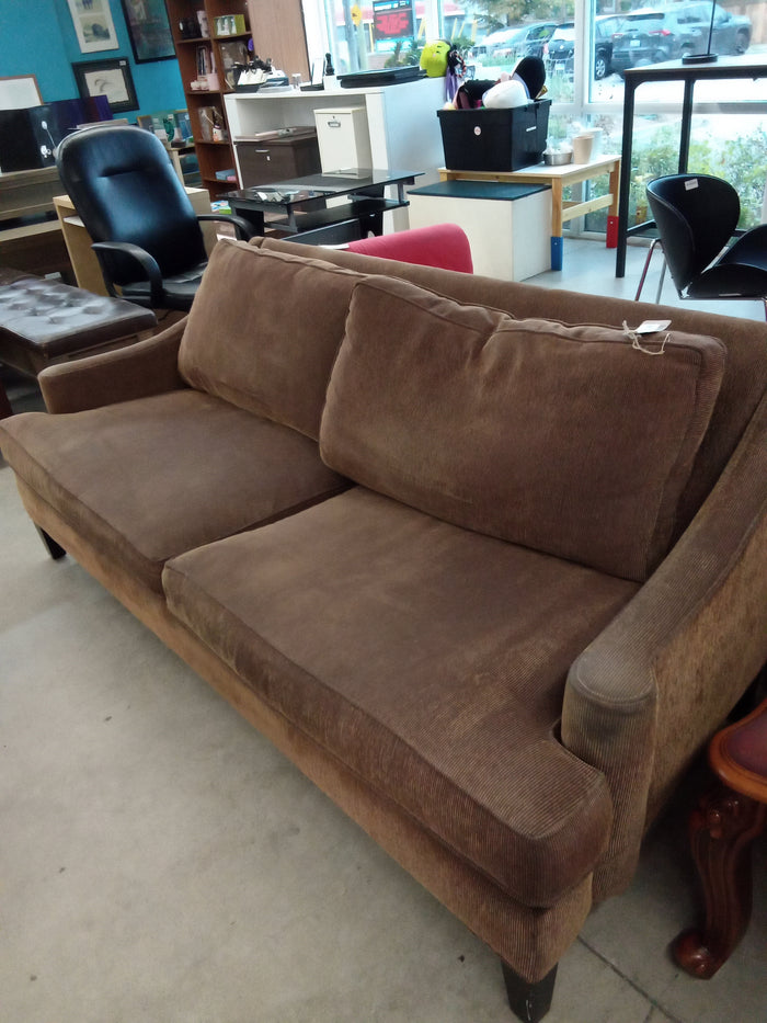 79" W Brown Fabric Sofa