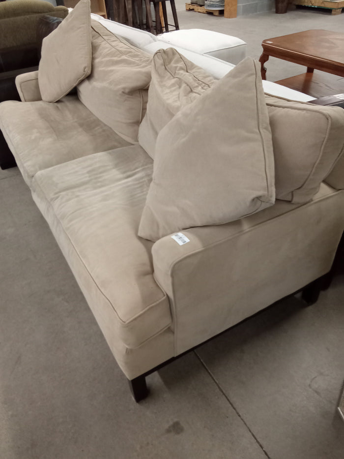 82"W Beige Love Seat in Velour