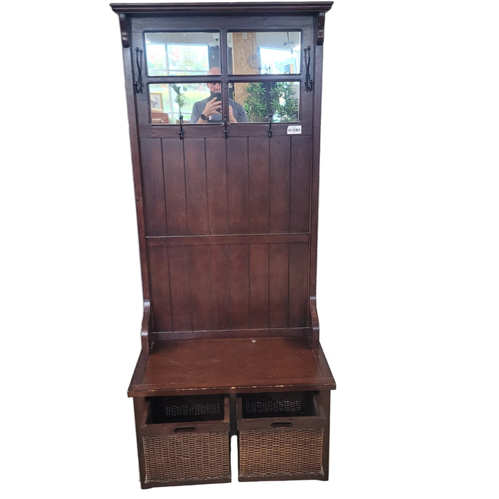 31.5"W Entry Hall Bench with Coat Hooks