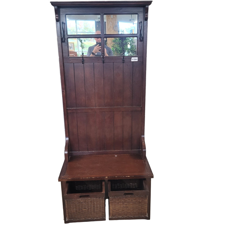 31.5"W Entry Hall Bench with Coat Hooks