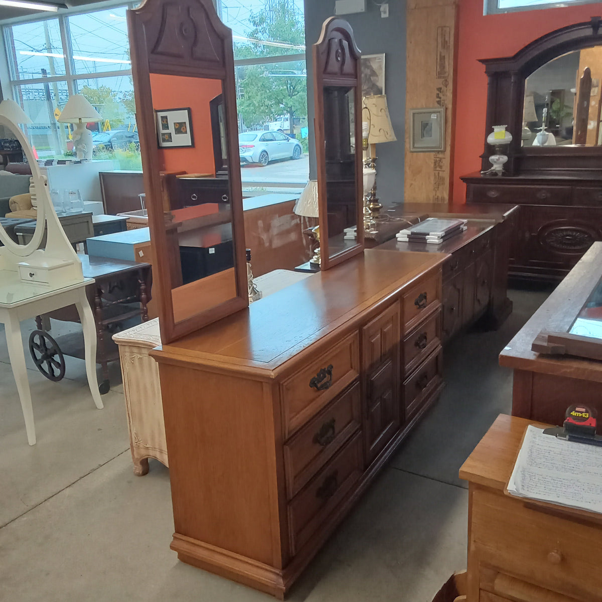70.5"W 9-Drawer Dresser with Two Mirrors