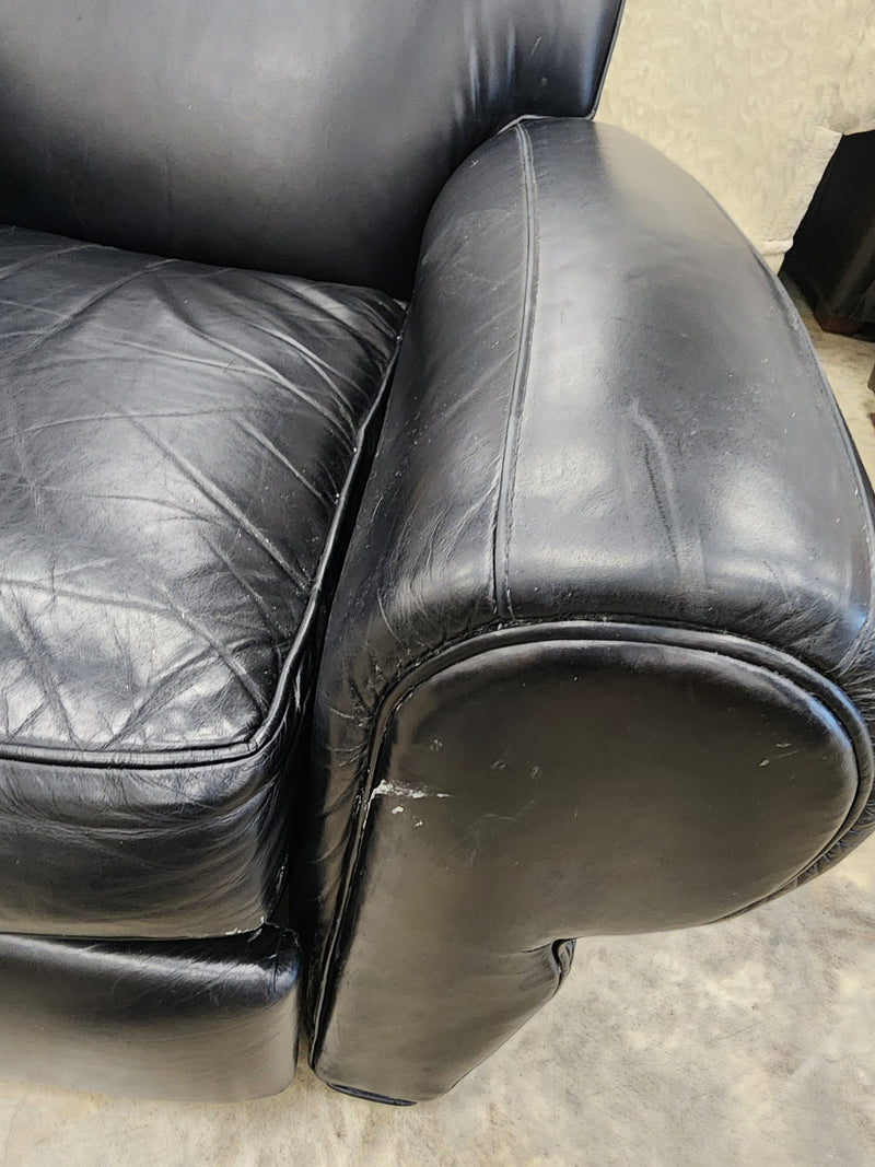 Black Faux Leather Reclining Armchair