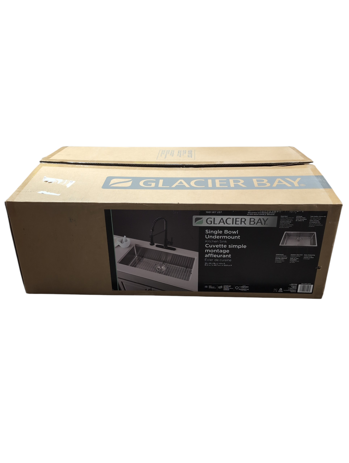 Glacier Bay 32"W Single Bowl Rectangular Undermount Kitchen Sink