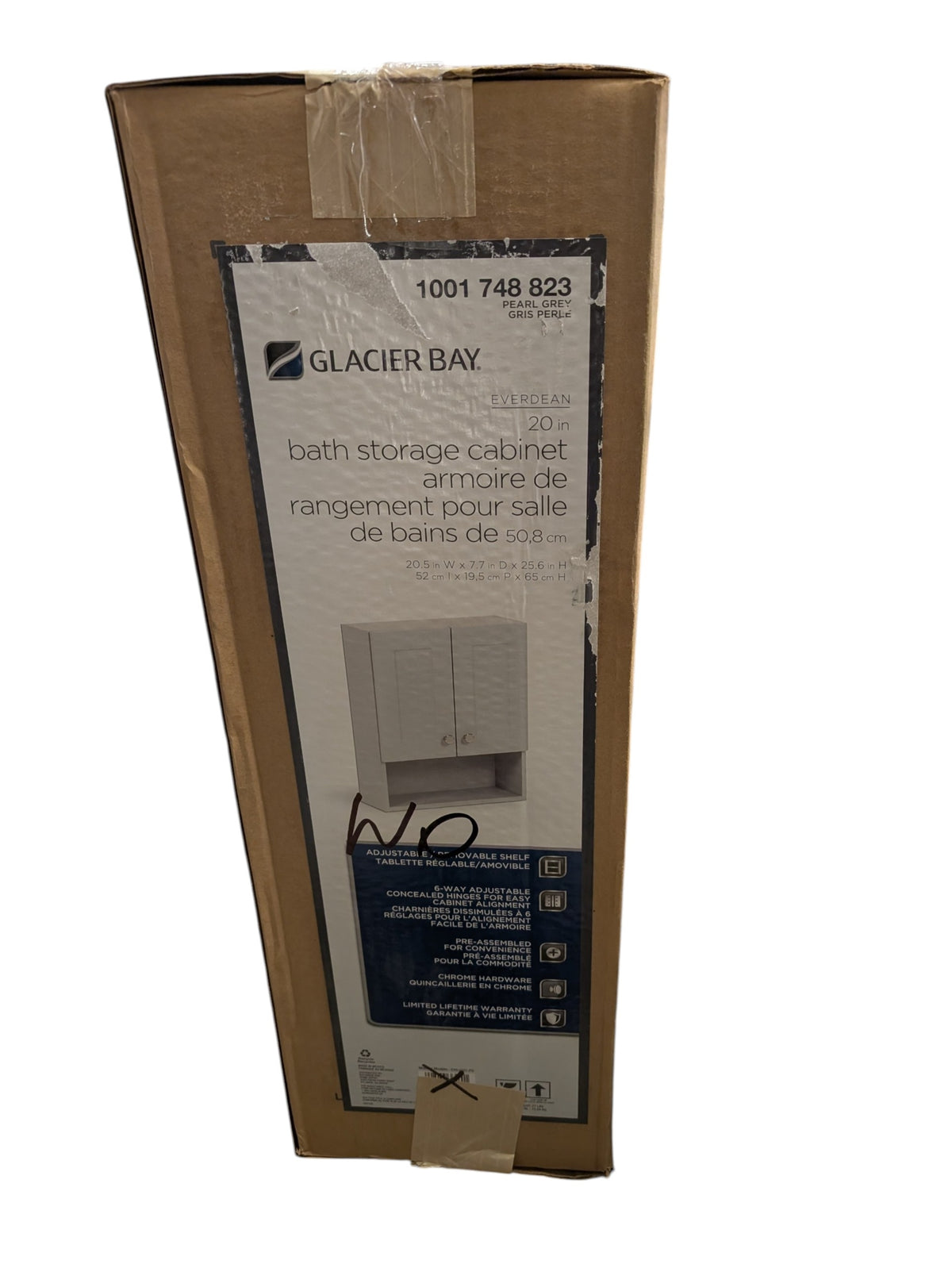 EVERDEAN Bathroom Storage Wall Cabinet in Pearl Gray