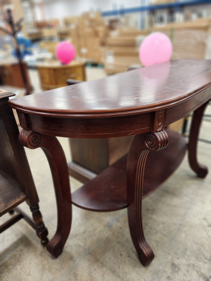 Tall Cherry 2 Tier Wooden Console Table