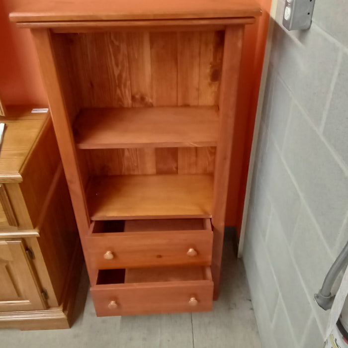 24"W Pine Shelf Unit with Two Drawers