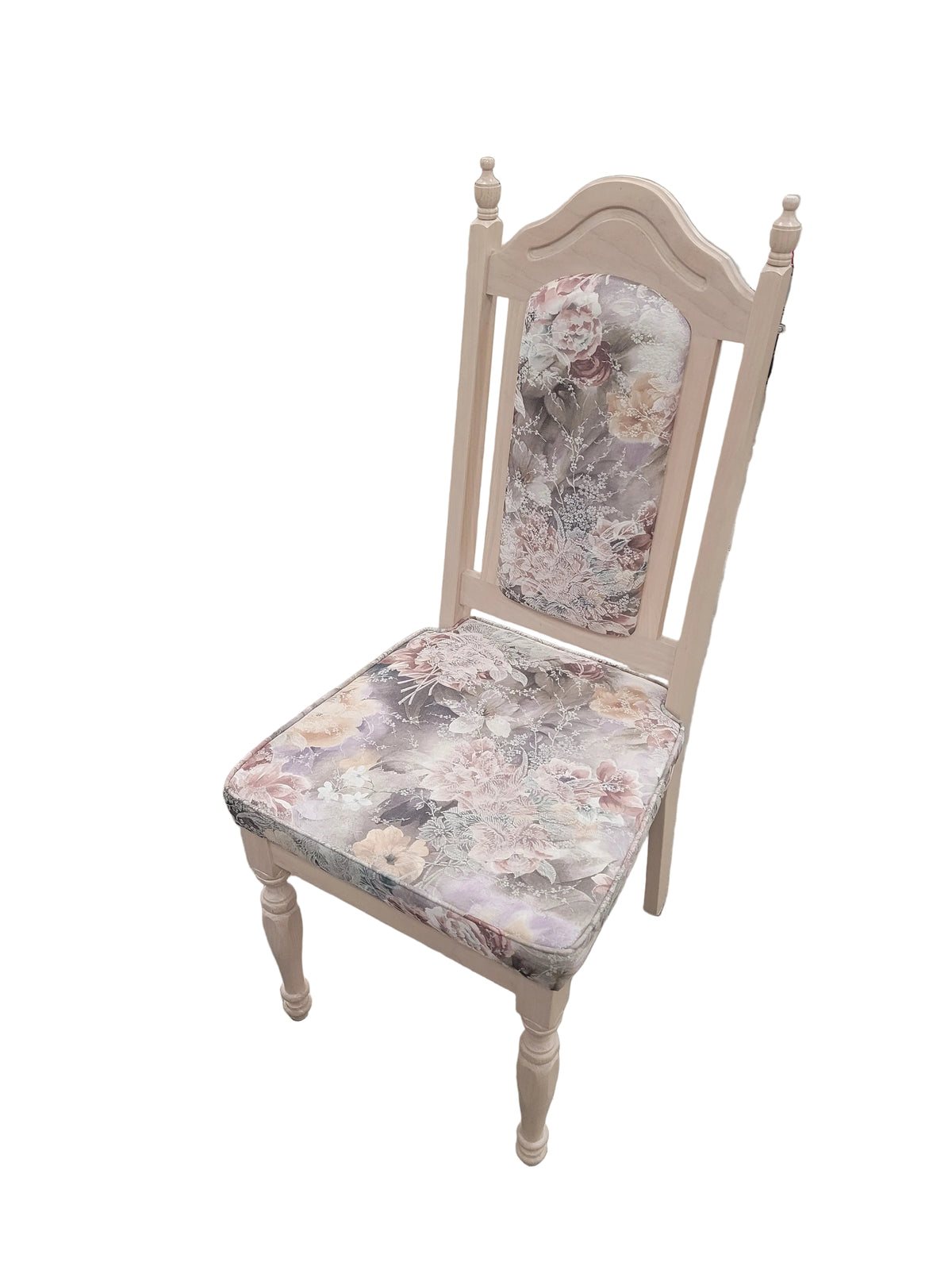 Light Blonde Pedestal Dining Set W/ Floral Chairs