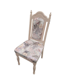 Light Blonde Pedestal Dining Set W/ Floral Chairs