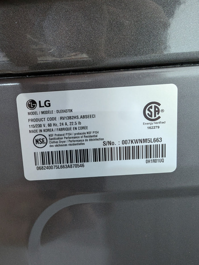 LG Front Load Dryer with TurboSteam