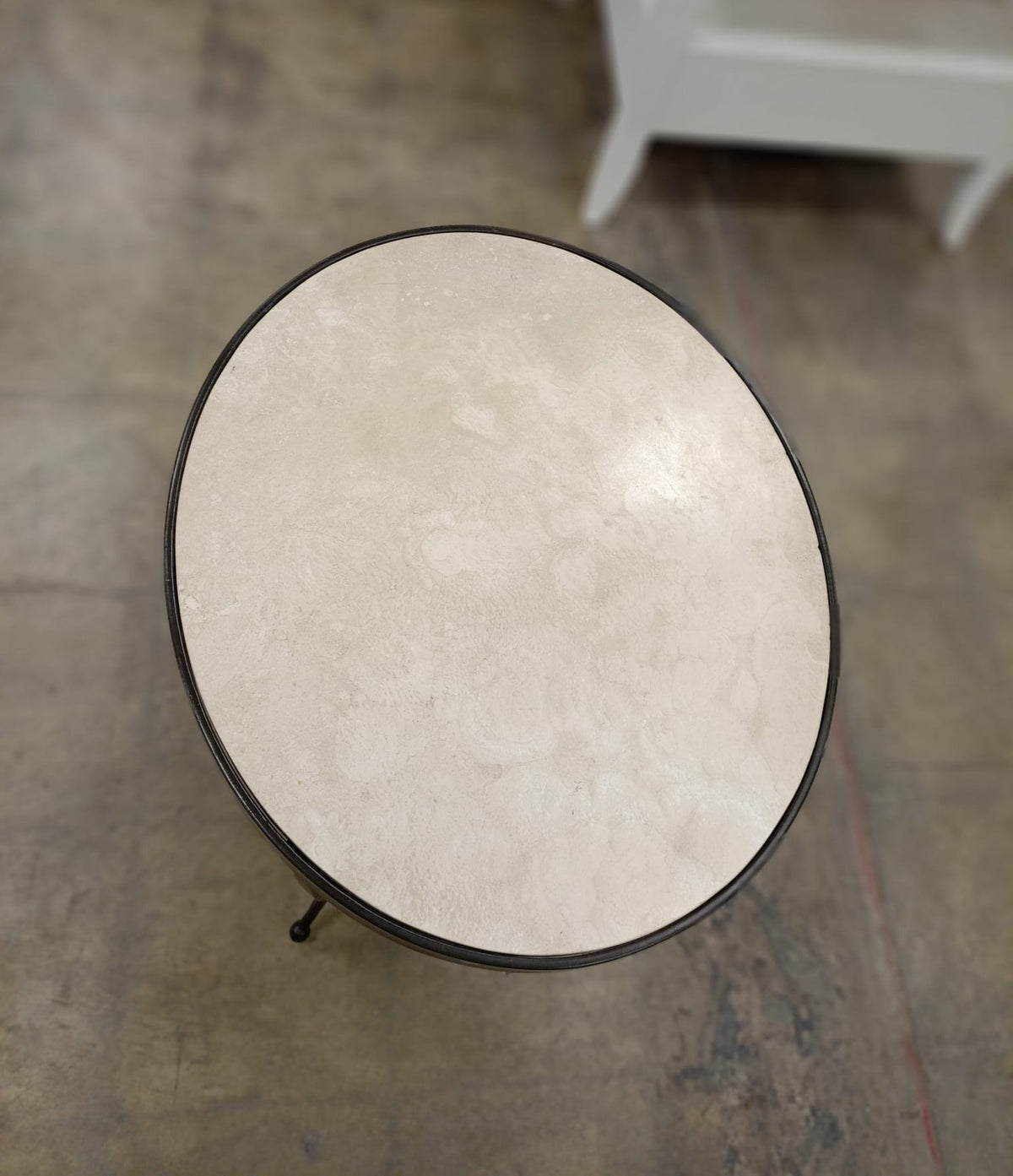 2-Tiered Round Side Table with Faux Marble Top