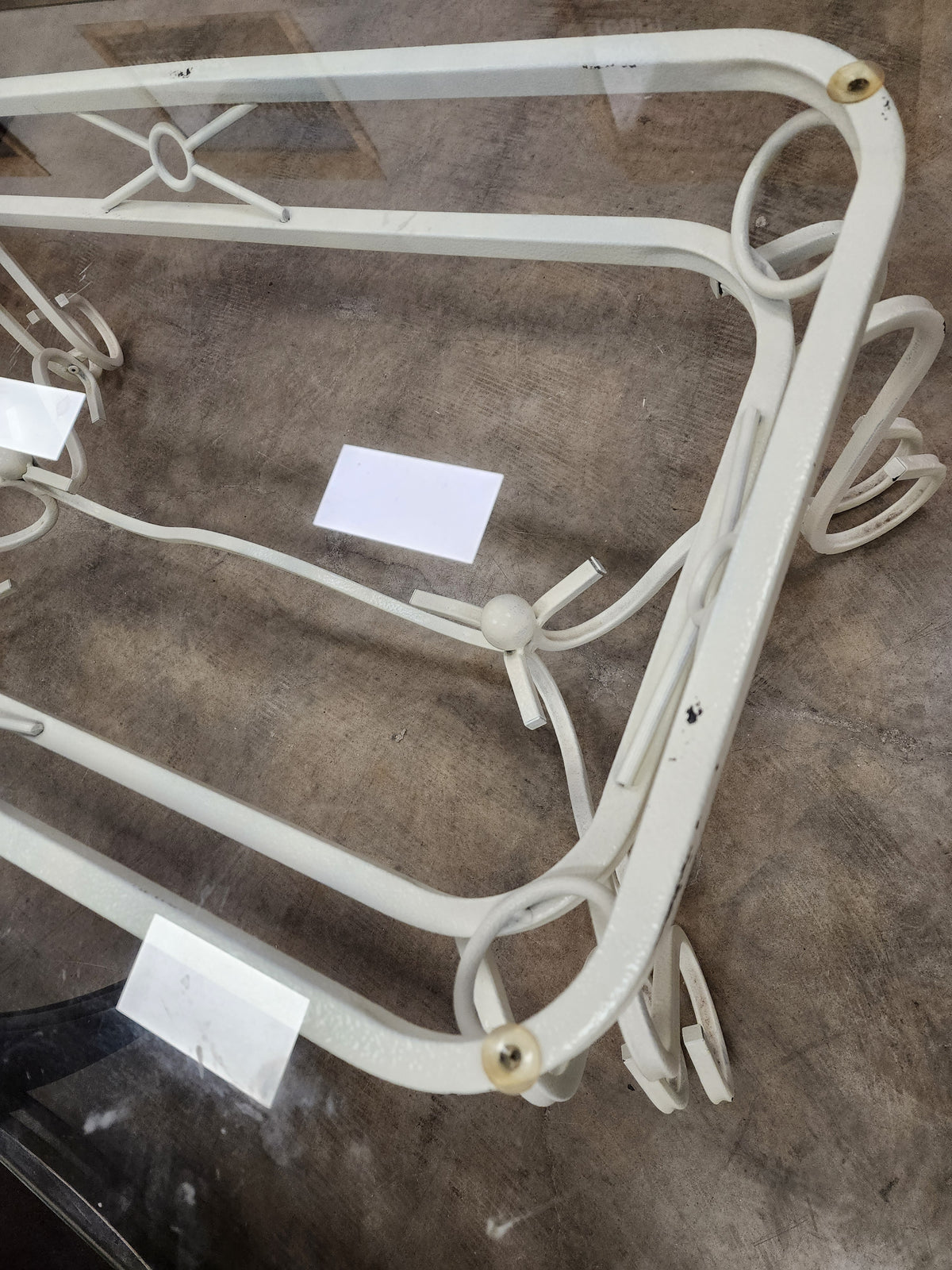 White Iron & Glass Coffee Table