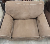 Light Brown Club Chair With Cream Piping
