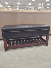 Dark Brown Faux Leather Storage Bench
