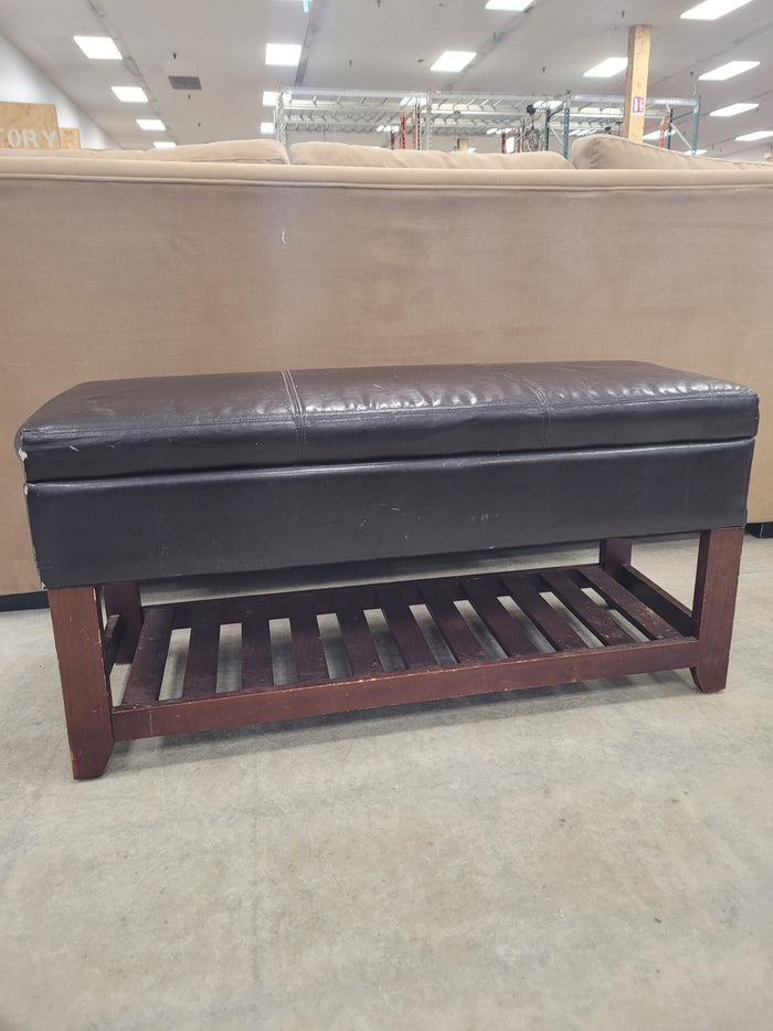 Dark Brown Faux Leather Storage Bench