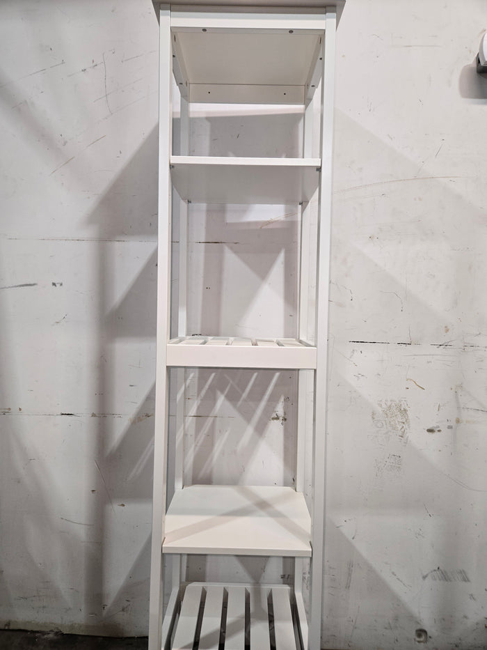 White, Tall, and Narrow Shelving Unit
