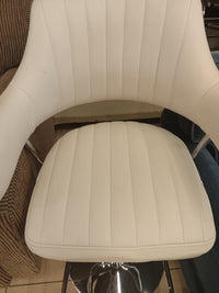 Modern White Faux Leather Adjustable Bar Stool