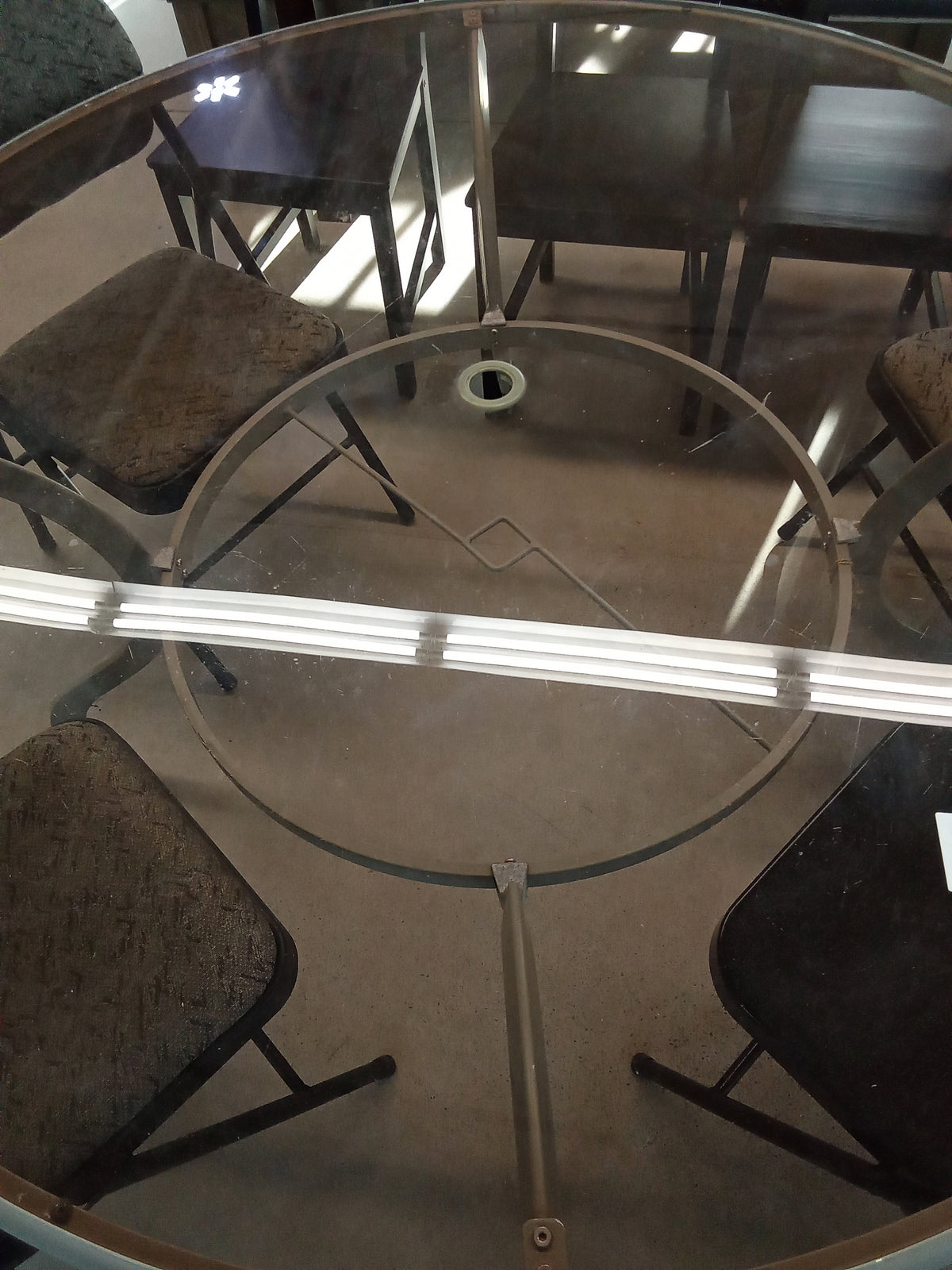 58.5" W Round Glass Dining Table
