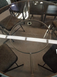 58.5" W Round Glass Dining Table