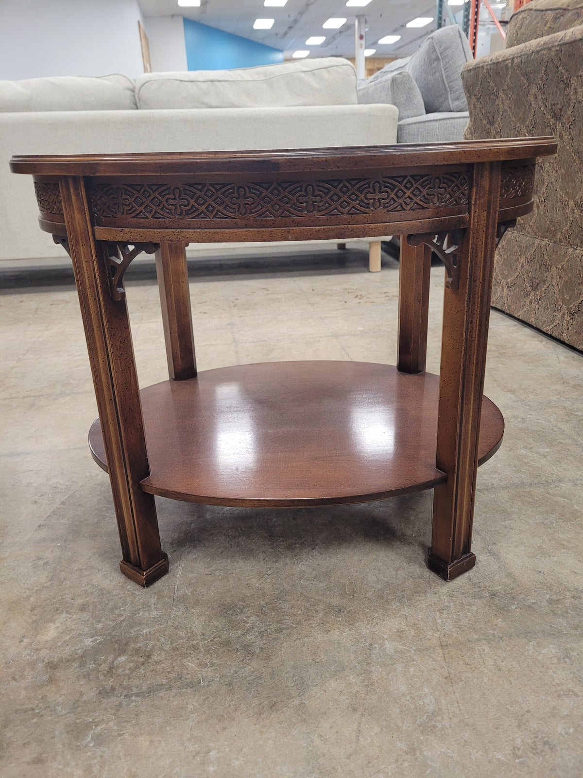 Oval Glass Top Wooden End Table