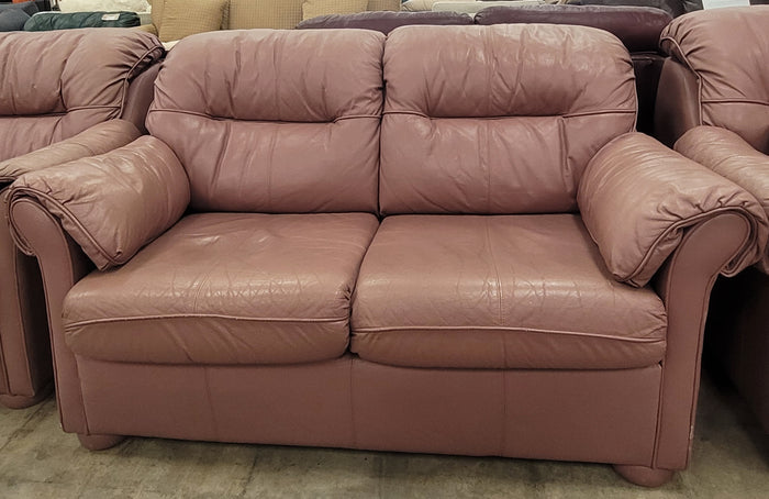 Mauve Leather Loveseat