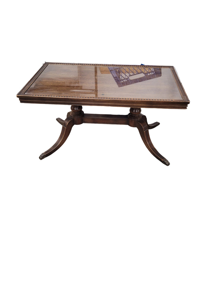 Duncan Phyfe-Style Coffee Table W/ Glass Top