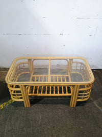 Wicker Coffee table with Glass Top