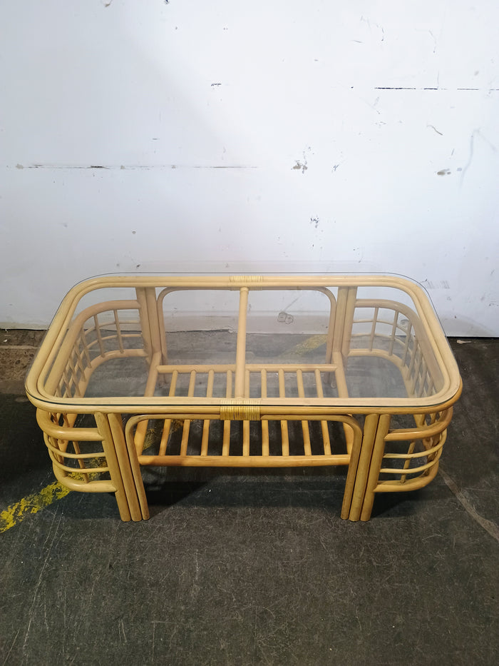 Wicker Coffee table with Glass Top
