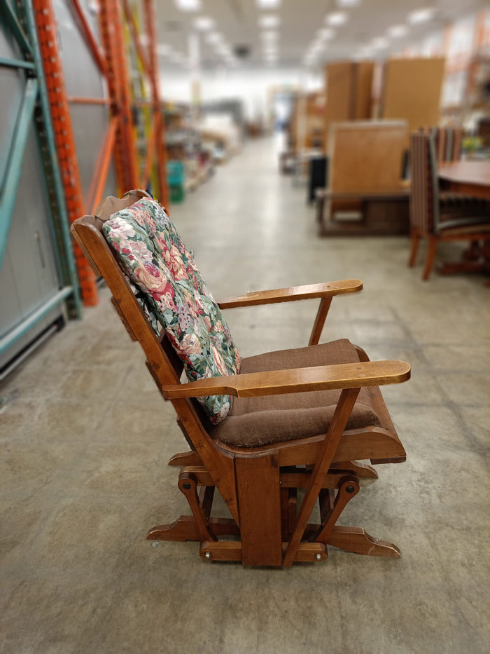 Wooden Reclining Chair with Upholstered Cushions