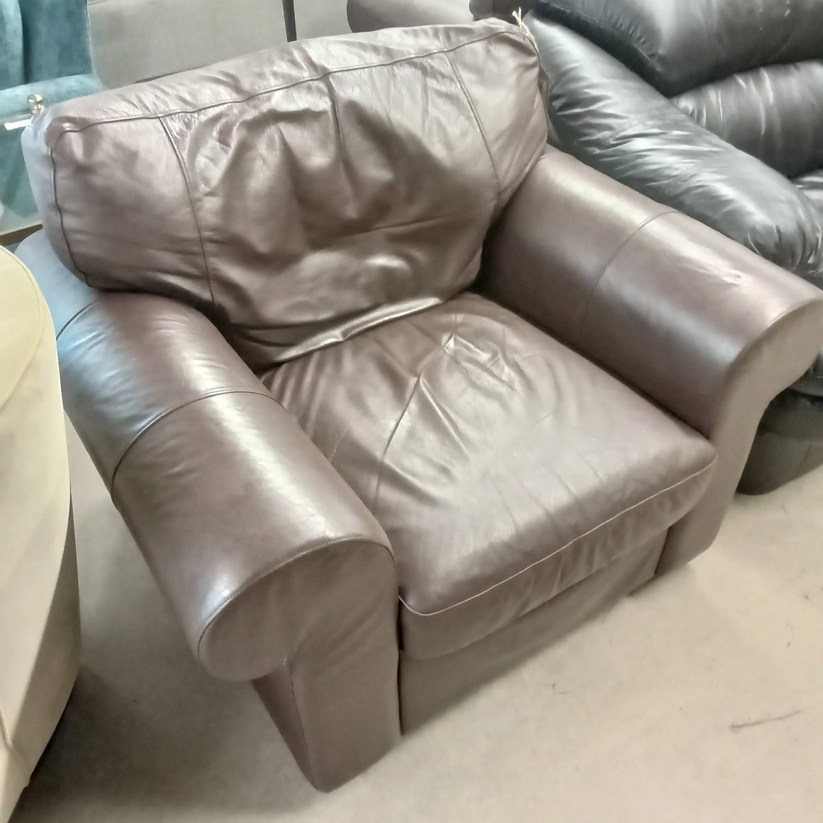 42"W Faux Leather Armchair - Brown