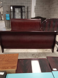 80"W Dark Wood Sleigh Bed Frame - King