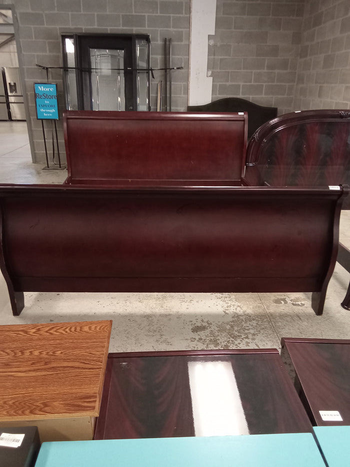 80"W Dark Wood Sleigh Bed Frame - King