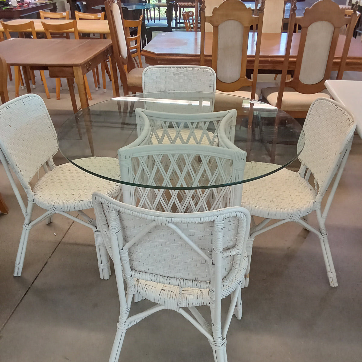 Four Piece White Wicker Patio Set